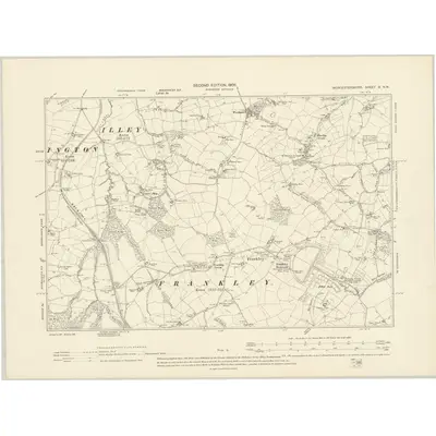 1902 Map of Worcestershire X.NW, 1905 Print
