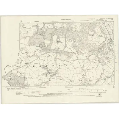 1925 Map of Worcestershire XII.NE & XIII NW, 1929 Print