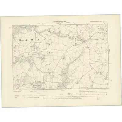 1901 Map of Worcestershire XIII.SW, 1903 Print