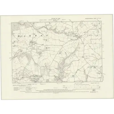 1925 Map of Worcestershire XIII.SW, 1929 Print