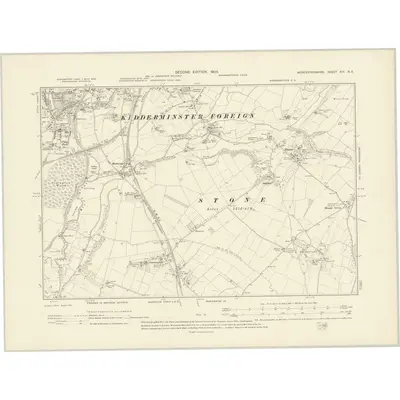 1901 Map of Worcestershire XIV.NE, 1903 Print