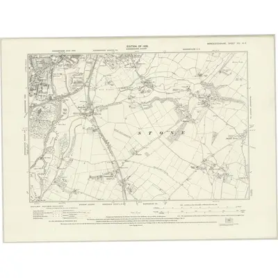 1925 Map of Worcestershire XIV.NE, 1928 Print
