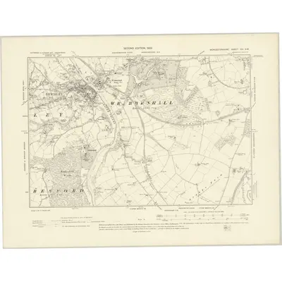 1901 Map of Worcestershire XIV.NW, 1903 Print