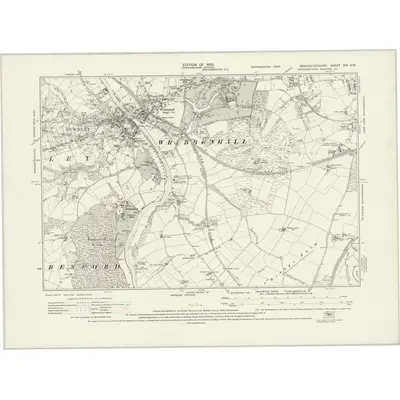 1926 Map of Worcestershire XIV.NW, 1929 Print