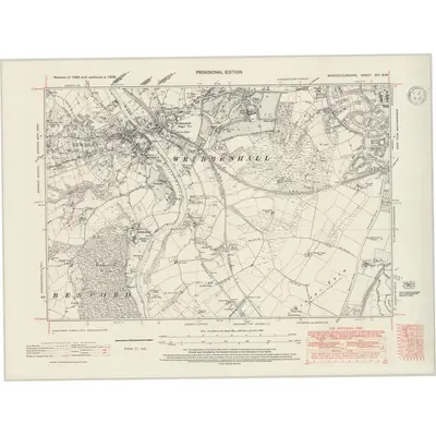 1938 Map of Worcestershire XIV.NW, 1947 Print
