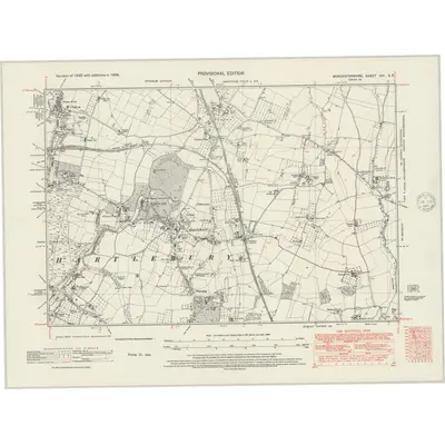 1938 Map of Worcestershire XIV.SE, 1947 Print