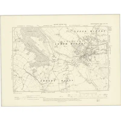 1901 Map of Worcestershire XIV.SW, 1903 Print