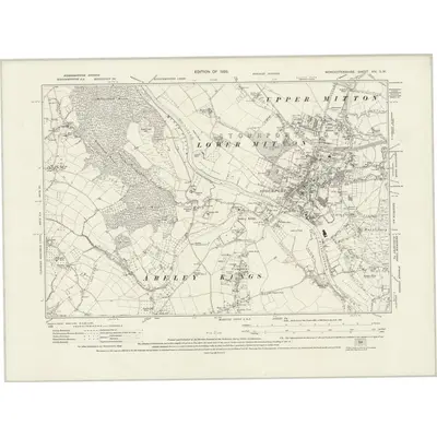 1925 Map of Worcestershire XIV.SW, 1929 Print