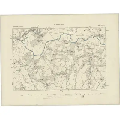 1883 Map of Worcestershire XIX.NE, 1884 Print