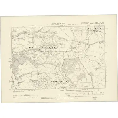 1902 Map of Worcestershire XIX.SE, 1905 Print