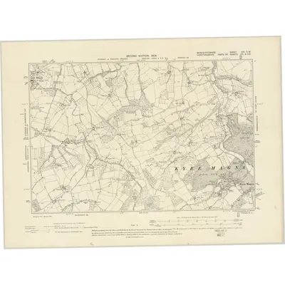 1902 Map of Worcestershire XIX.SW, 1905 Print