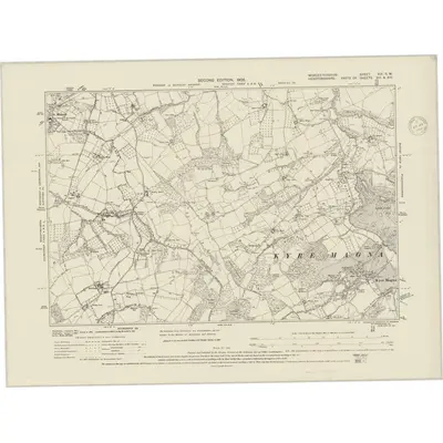 1902 Map of Worcestershire XIX.SW, 1948 Print