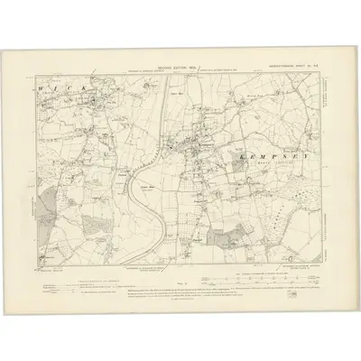 1903 Map of Worcestershire XL.NE, 1905 Print