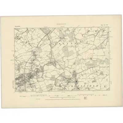 1884 Map of Worcestershire XL.NW, 1886 Print
