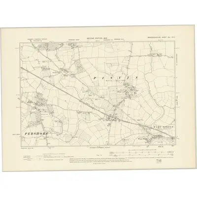 1903 Map of Worcestershire XLI.NE, 1905 Print