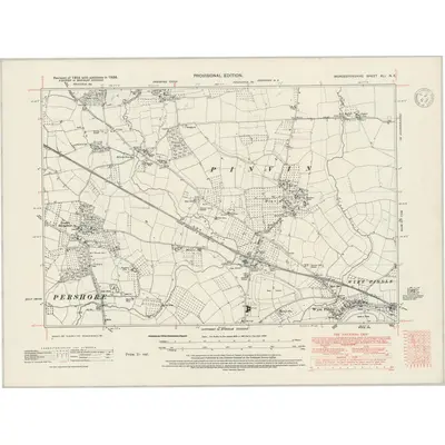 1938 Map of Worcestershire XLI.NE, 1947 Print
