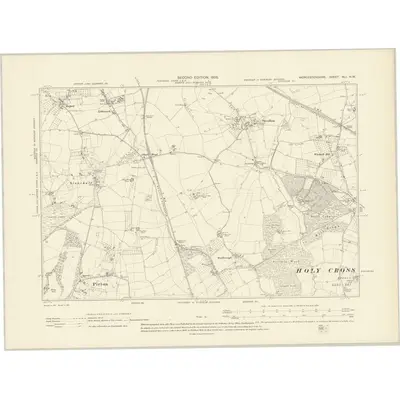 1903 Map of Worcestershire XLI.NW, 1905 Print
