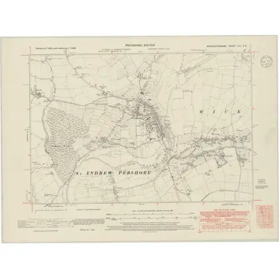 1938 Map of Worcestershire XLI.SE, 1948 Print