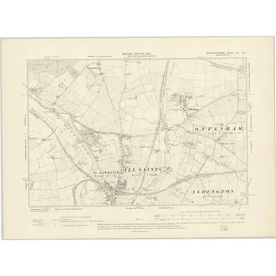 1903 Map of Worcestershire XLII.SE, 1905 Print