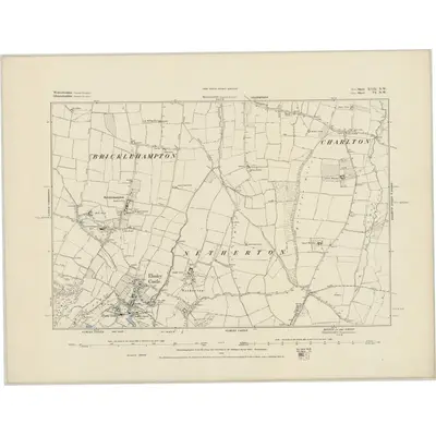 1883 Map of Worcestershire XLIX.NW, 1884 Print