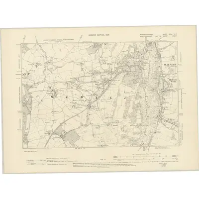1903 Map of Worcestershire XLVI.NE, 1905 Print