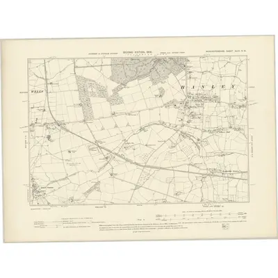1903 Map of Worcestershire XLVII.NW, 1905 Print