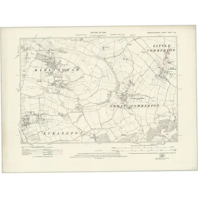 1921 Map of Worcestershire XLVIII.NE, 1924 Print
