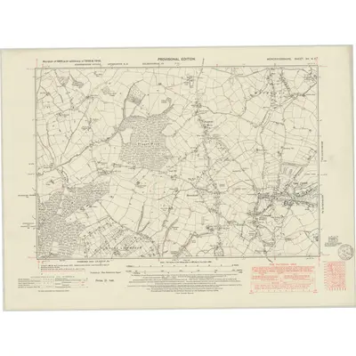 1948 Map of Worcestershire XV.NE, 1949 Print