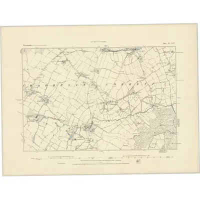 1882 Map of Worcestershire XV.NW, 1883 Print