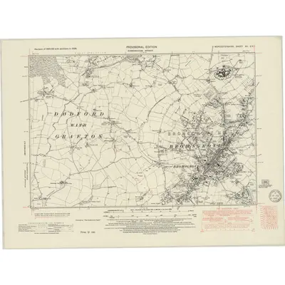 1938 Map of Worcestershire XV.SE, 1949 Print