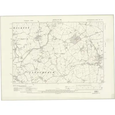 1925 Map of Worcestershire XVI.NE, 1928 Print