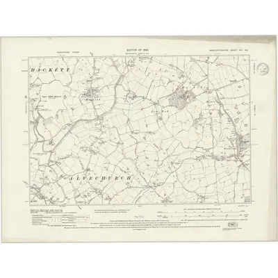 1925 Map of Worcestershire XVI.NE, 1936 Print