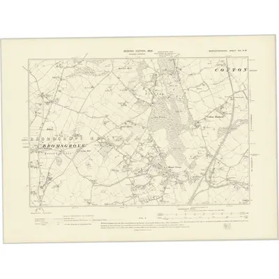 1902 Map of Worcestershire XVI.NW, 1905 Print