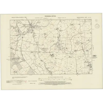 1938 Map of Worcestershire XVI.SE, 1945 Print