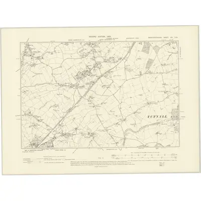 1903 Map of Worcestershire XVI.SW, 1905 Print