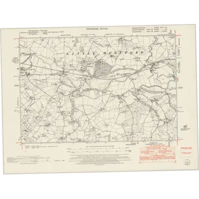 1949 Map of Worcestershire XVIII.NE, 1953 Print