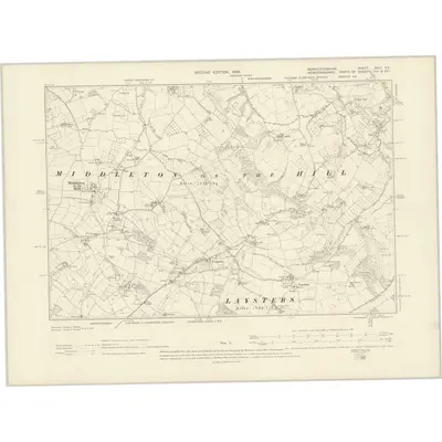 1902 Map of Worcestershire XVIII.SE, 1905 Print