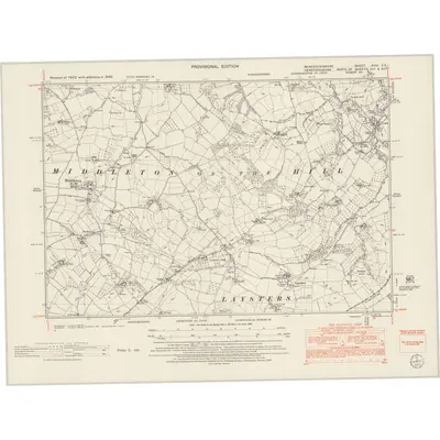 1949 Map of Worcestershire XVIII.SE, 1953 Print
