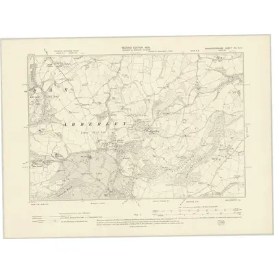 1901 Map of Worcestershire XX.NE, 1905 Print