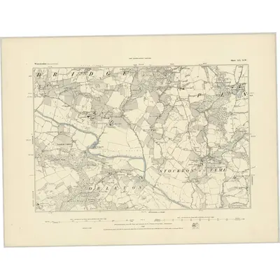 1883 Map of Worcestershire XX.NW, 1884 Print