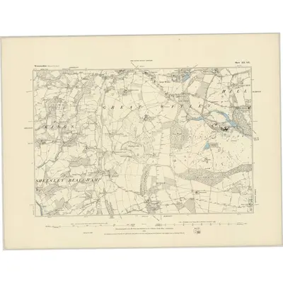 1883 Map of Worcestershire XX.SE, 1884 Print