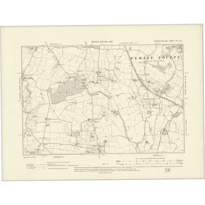 1901 Map of Worcestershire XXI.NE, 1903 Print