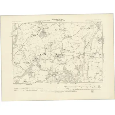 1901 Map of Worcestershire XXI.NW, 1904 Print
