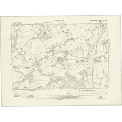 1925 Map of Worcestershire XXI.NW, 1930 Print