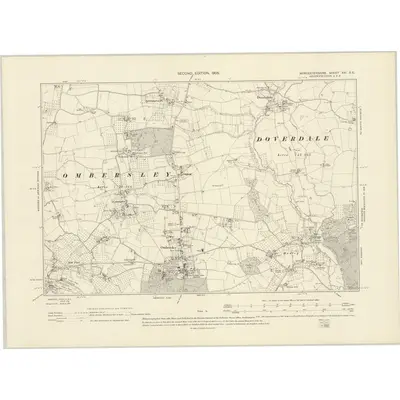 1901 Map of Worcestershire XXI.SE, 1905 Print