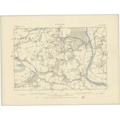 1883 Map of Worcestershire XXI.SW, 1884 Print