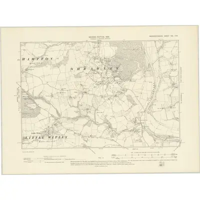 1901 Map of Worcestershire XXI.SW, 1905 Print