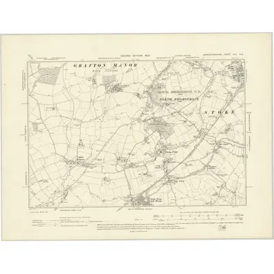 1901 Map of Worcestershire XXII.NE, 1903 Print