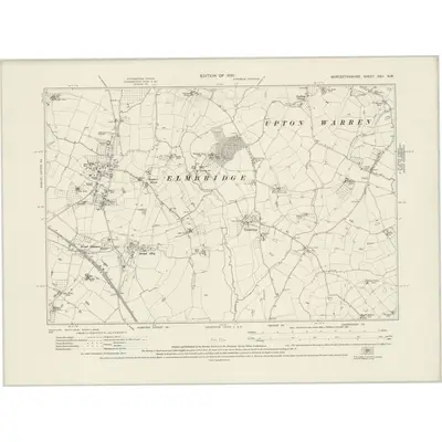 1925 Map of Worcestershire XXII.NW, 1930 Print