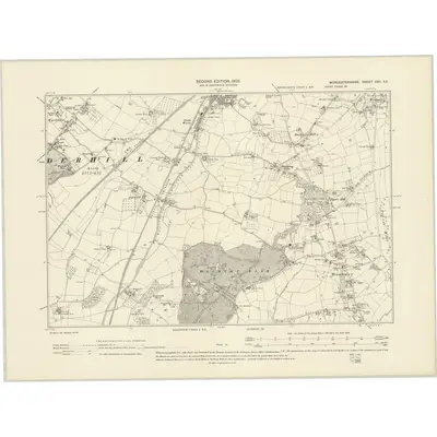1901 Map of Worcestershire XXII.SE, 1905 Print